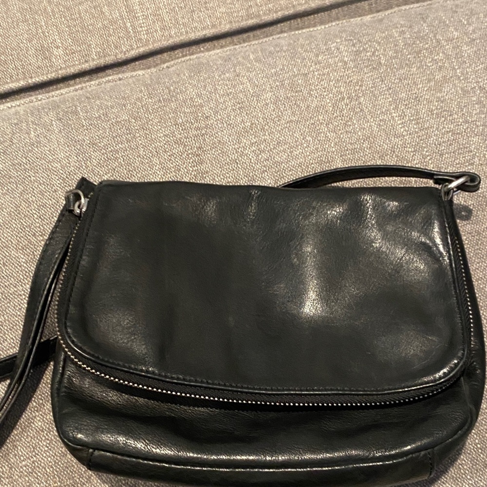 Margot Black Leather Crossbody Bag